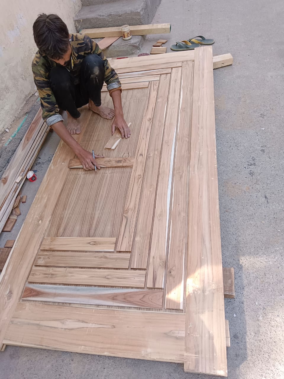 Carpenter Making Wooden Door